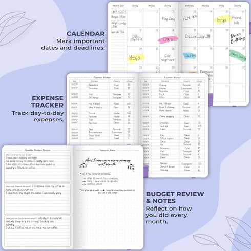 GoGirl Budget Planner – Compact Monthly Financial Organizer, Expense Tracker Notebook Journal (Lavender)