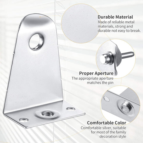 2 Inch Metal Hold Down Brackets and Pins, Blind Brackets for Horizontal Blinds Shades Windows Doors (8)