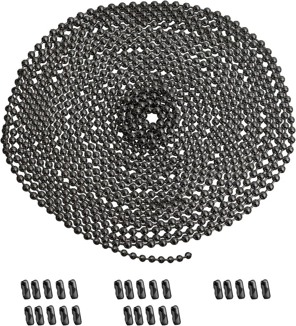 YeeBeny 192 Inch Fan Pull Chain Extension, 25 PCS Connectors, Stainless Steel Bead Chain (Dark Gray)