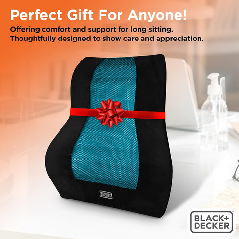 BLACK+DECKER Memory Foam Lumbar Support Pillow with Cooling Gel High Back Lumbar Cushion for Office, Car, Wheelchair
