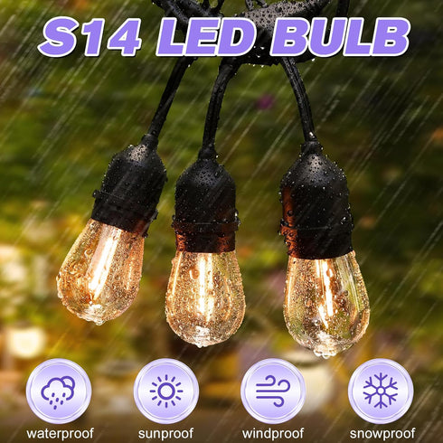 28 Pack S14 Bulbs Bulbs E26 2200K, Dimmable GvvooHome for Outdoor String Lights, Shatterproof LED Replacement for Patio