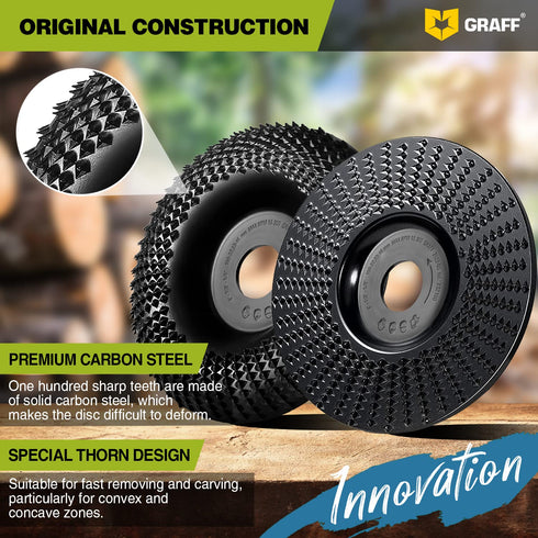 GRAFF Premium 4 Inch Wood Carving Disc for Angle Grinder, Shaping and Grinding Wheel for Wood and Plastic