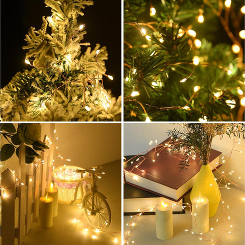 300 8 10ft Dailyart LED Fairy Lights with Remote, Warm White, Modes, Plug in, Waterproof, Christmas Decoration