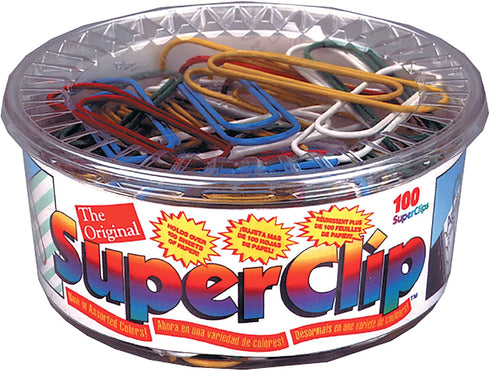 Tabbies 100 Assorted Superclip Tub - Clips Holds up to 100 Sheets of Paper, Lays Flat (72005)