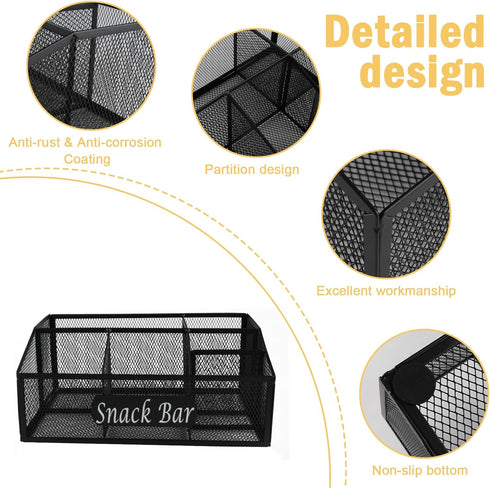 Xbopetda 6 Snack Organizer for Pantry Shelf, Metal Snack Organizer Snack Basket, Compartment Snack Bin Holder Chip