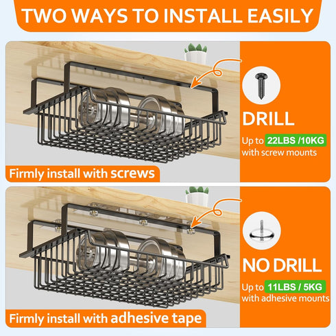 Under Desk Drawer with Slide Out Design, No Drill Metal Cable Management Shelf Tray Basket for Office, Home, Workspace