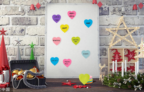 Heart Sticky Notes 3x3 in, 8 Pads, Bright Color Strong Adhesive Post, Clean Removal, 82 Sheets per Pad