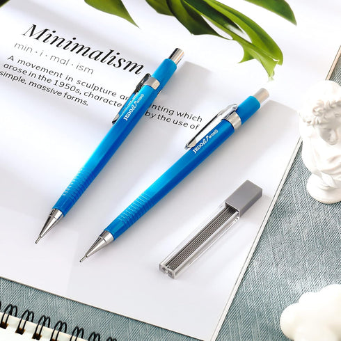 Outus 8 Pieces Mechanical Pencils, Metal Retractable, 0.7 mm for Writing, Drawing, Sketching (Blue)