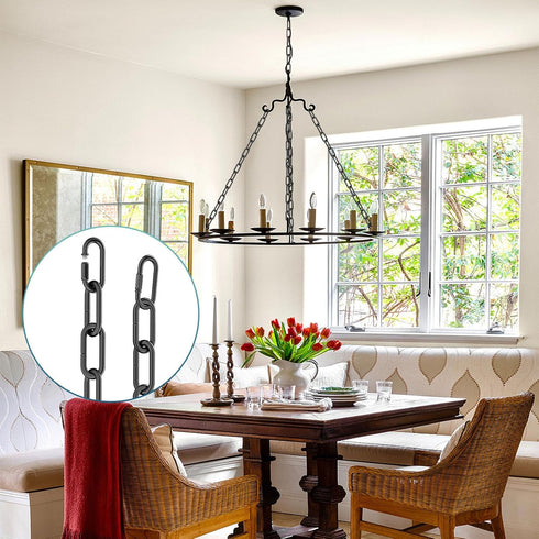 10 66 garini Feet Industrial Black Light Fixture Chain, Adjustable Metal Pendant Chandelier Chain Extension