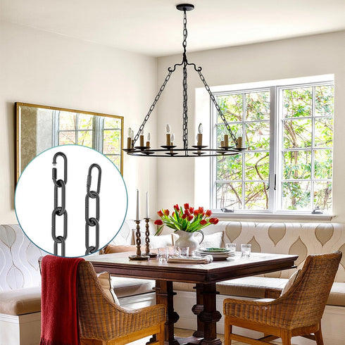 12 66 garini Feet Industrial Black Light Fixture Chain, Adjustable Metal Pendant Chandelier Chain Extension