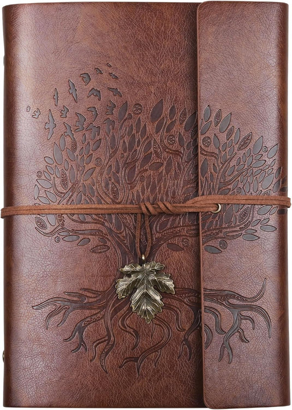 Billtigif PU Leather Journal Notebook, Refillable Vintage Writing Diary, 100GSM Lined Paper, 160 Pages, Gifts for