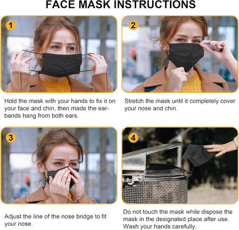 Disposable Face Masks, Pack of 100 Masks