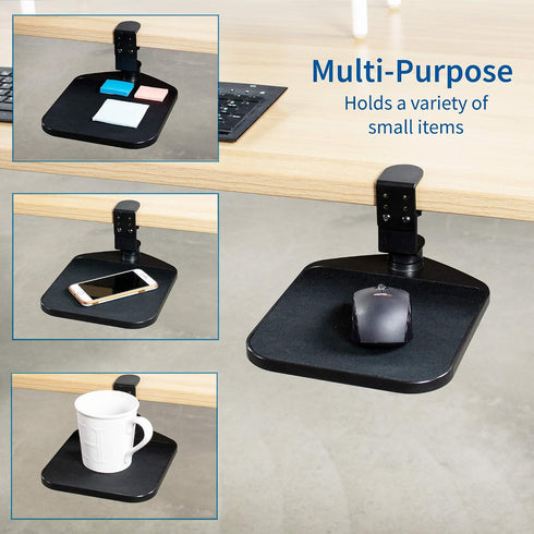 VIVO 360 2 inch MOUNT-MS01A Clamp-on Mouse Pad Holder Platform, Adjustable Under Desk Rotating Tray Rest Extension