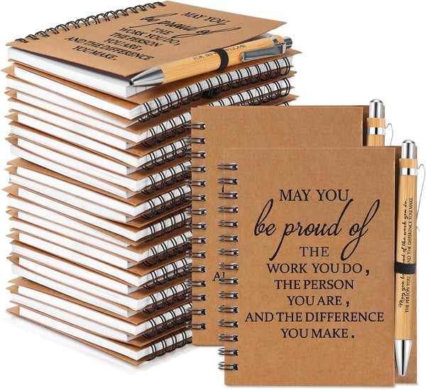 Honoson 30 Sets Employee Appreciation Gifts - Notebook with Ballpoint Pen, Mini Spiral Inspiration Notebook for Coworker