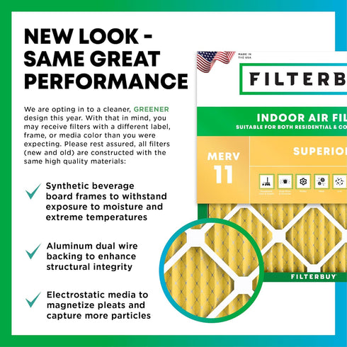 Filterbuy 12x34x1 Air Filter MERV 11 Allergen Defense (1-Pack), Pleated HVAC AC Furnace Replacement Filter