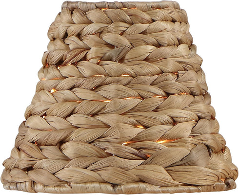 Aspen Creative 51004 3" 6" 4-3/4" Empire Clip On Chandelier Water Hyacinth Lamp Shade, Top x Bottom x Slant Height