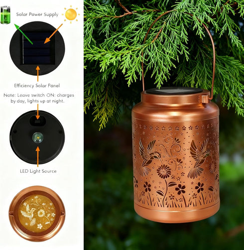 Hummingbird Hummingbird Solar Lanterns Outdoor Garden Decor Solar Lights Waterproof Decorative Hanging Metal Lights