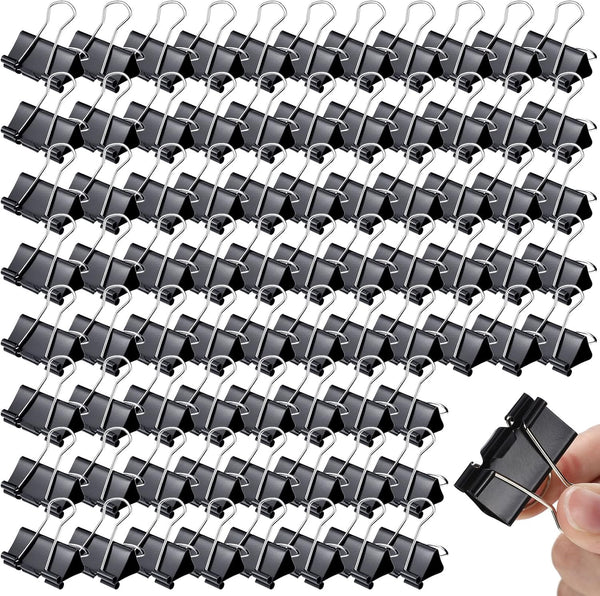 Yexiya 300 Pcs Medium Binder Clips - Paper Med Clips for Teachers Students School Office Supplies (Black, 1.25 Inch)