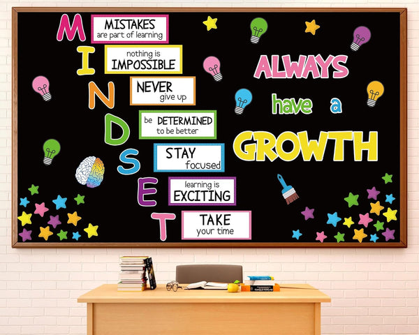 Growth Mindset Bulletin Board, Positive Educational Sayings Accents for Classroom Wall Display Set