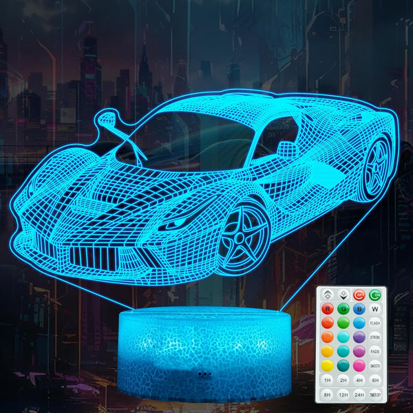 Car Gifts for Men, Racing Vehicle Night Light with Remote Control, 16