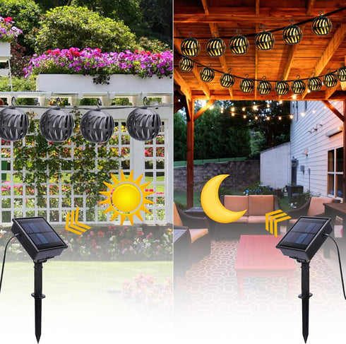 17FT 10 Bulbs, Vigdur Solar Flame Lights Outdoor, Flickering Flame Solar Lights with LED Globe Outdoor Hanging Patio