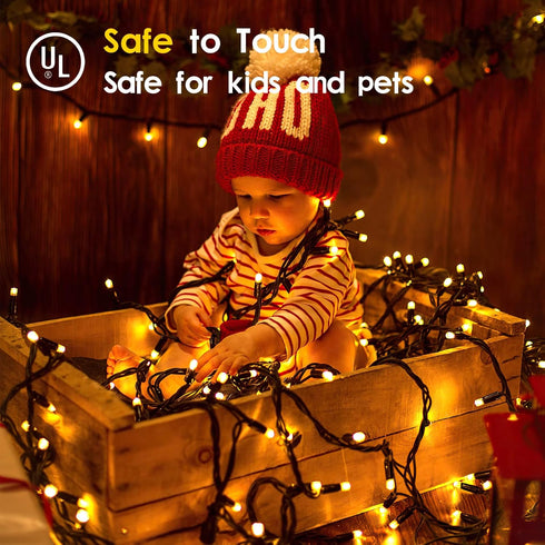 300 108FT 8 Techip LED Christmas Lights Outdoor, Warm White Christmas Tree Lights Outside Waterproof Twinkle Lights