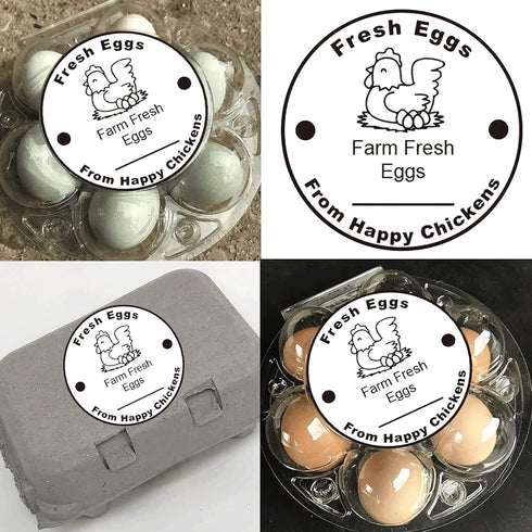 Farm Fresh Eggs Stickers, 500 Pcs Carton Labels Per Roll - 1.5 Inch Fresh Eggs Farmer's Market Packaging Sticker.