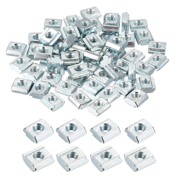 uxcell 60Pcs M4 T Nut Tee Sliding Slot Nuts, Carbon Steel Nickel Plated for Aluminum Extrusion Profile
