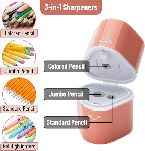 Mr. Pen Pencil Sharpener for Colored Pencils, 3 Pack, 3 Hole Manual Handheld Pencil Sharpeners