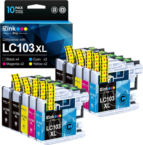 E-Z Ink Pro LC103 LC103XL Compatible Ink Cartridge Replacement for Brother MFC-J870DW MFC-J475DW (10 Pack, 4B2C2M2Y)