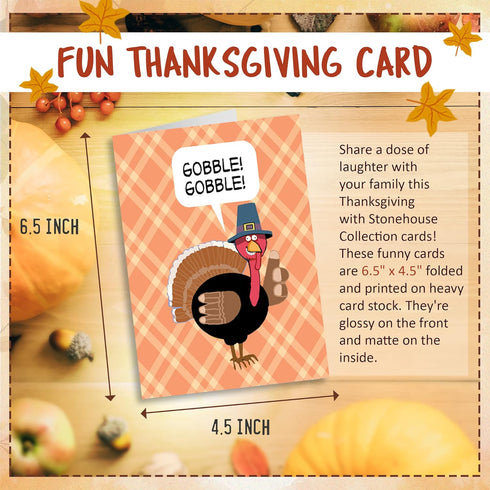 Stonehouse Collection Thanksgiving Cards, Funny Assortment - Set of 14 Boxed Cards & Envelopes, 4.5x6.25