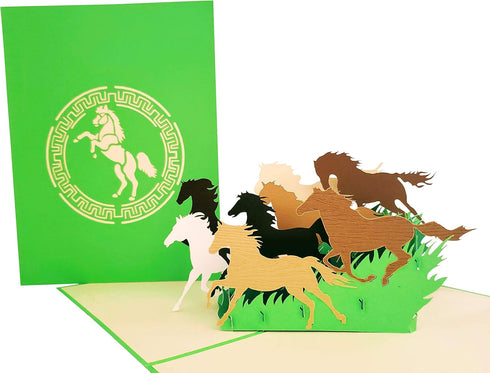 iGifts And Cards 3D Pop Up Greeting Card - Inspirational Wild Horses for All Occasions