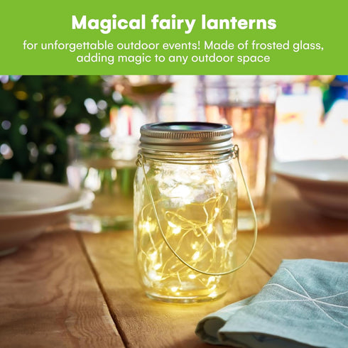 Set 2 5.2" 3" SteadyDoggie Solar Mason Jar Lights - of Magical Patio Lights in Glass Lanterns - Hang Them Anywhere