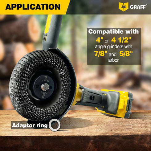 GRAFF Premium Wood Carving Disc 4 Inch - Angle Grinder Shaping and Grinding Wheel for Wood, Plastic, and Drywall