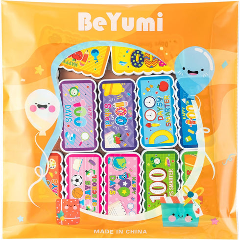 BeYumi 12Pcs 100 Days of School Magnetic Dry Eraser - Colorful Felt Surface for Kids Classroom Office Home Teacher