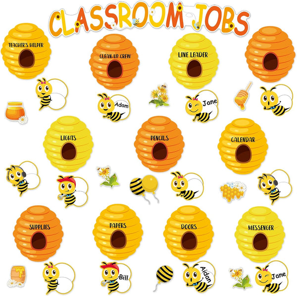Classroom Jobs Bee Bulletin Board Set, Bee Hive Decorations for Back to School Class Decor Supplies for Teacher