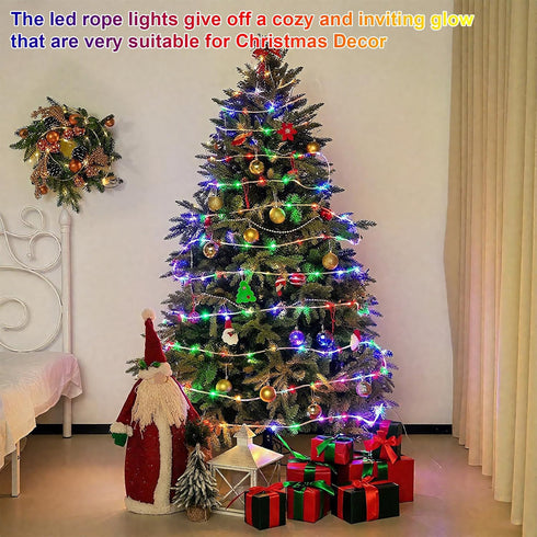 SFNDOU 1 Pack 33ft 100LED 8 Battery Powered String Lights Waterproof with Remote Timer Modes Battery Operated Outdoor