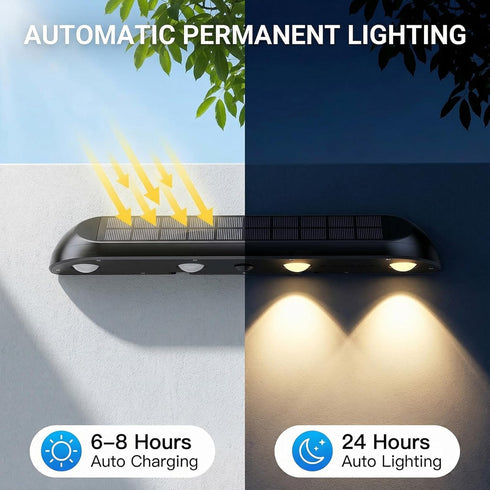POOWUUDT 11.81inch 3-Mode (3000K/4000K/6000K),4 Improvement(4 Pack) Solar Fence Lights Outdoor Waterproof, LED
