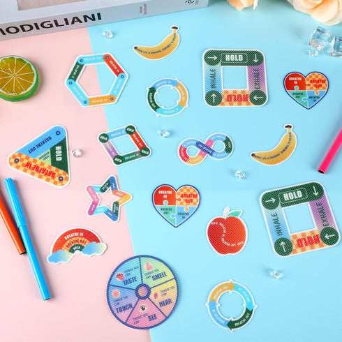 ZOiiWA 96 Pcs Breath Calm Anxiety Sensory Stickers, Reusable Mindfulness Sticker Fidget for School Office Classroom