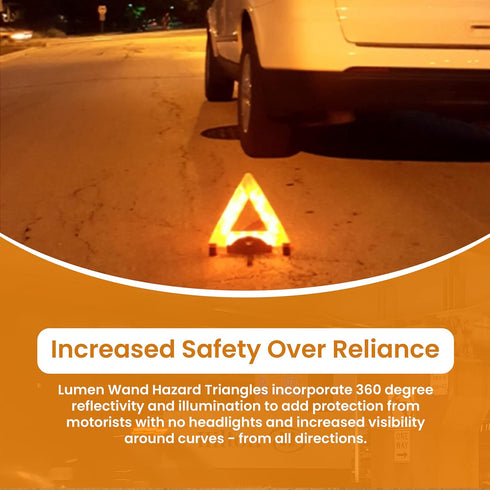 Emergency Warning Triangle by Lumen Wand Store for Road Side Safety, Vehicle Breakdown, Hazard Marking