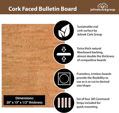Jelinek Cork Decorative Veneer Bulletin Board - 20 x 15 inch