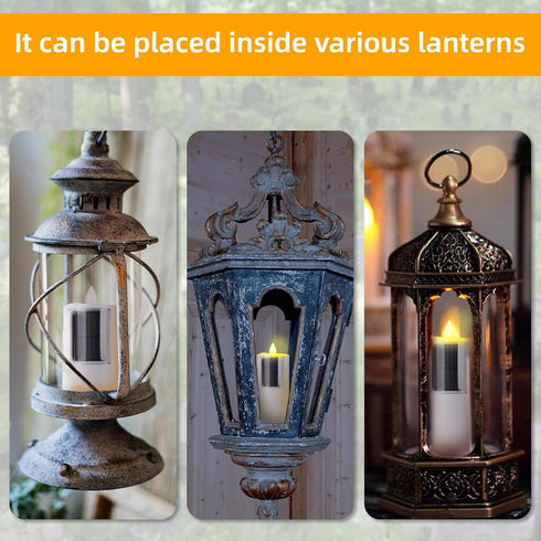 OPENDE 2.5"x6.5", Decor,Set 1 Solar Candles Outdoor Waterproof, Dusk to Dawn, Solar Powered Flameless Candles