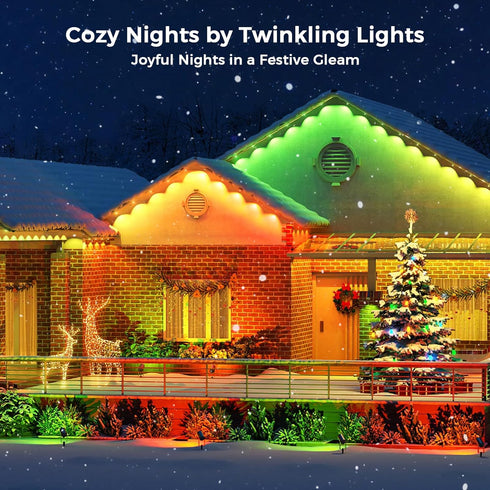 150ft IP67 50 LunaSync Permanent Outdoor Lights, RGBIC Smart LED Eaves Lights with App & Remote Control, Waterproof