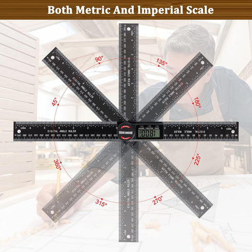 Digital Angle Finder Protractor, 7inch/200mm Angle Measuring Tool for Woodworking/Carpenter/Construction (2 Batteries