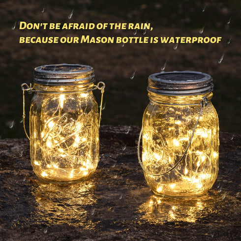 8 Pack Included30LED HXWEIYE Solar Mason Jar Lights Lanterns,Jars & Hangers Waterproof Hanging Outdoor Fairy Lights