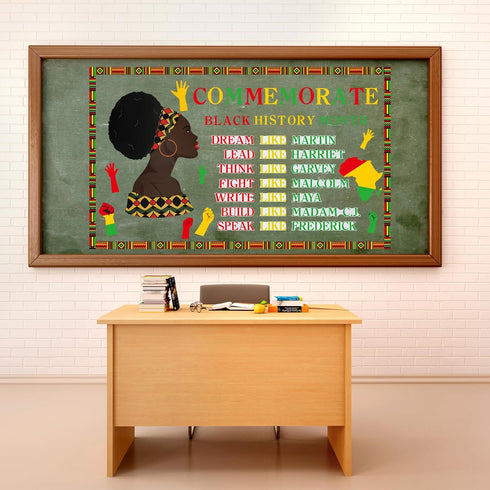 Outus 105 Pieces Black History Month Decorations, Bulletin Board Decor Cutouts Sets for Kids Educational Wall Classroom