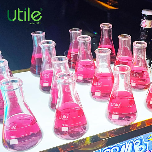 Utile 1000ml Glass Erlenmeyer Flask Set, 2pcs Narrow Mouth Borosilicate 3.3 Conical Flasks for Laboratory with Printed