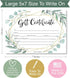 Hadley Designs 25 Eucalyptus Gold Blank Certificates, Paper Voucher for Hair & Nail Salon, Small Business Coupons
