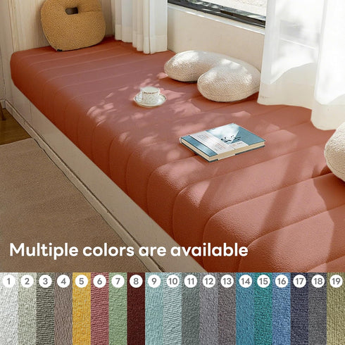 KJEKT 2.4x20x12 50D Window Seat Cushion Teddy Fabric Density White Foam Padding Non-Slip & Durable.Easy Clean