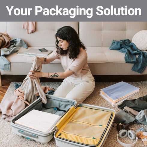 Frosted Zipper Clothing Bags, 25 Pcs 12x14 inch Poly Bags for Shipping, Waterproof Travel Ziplock Bags